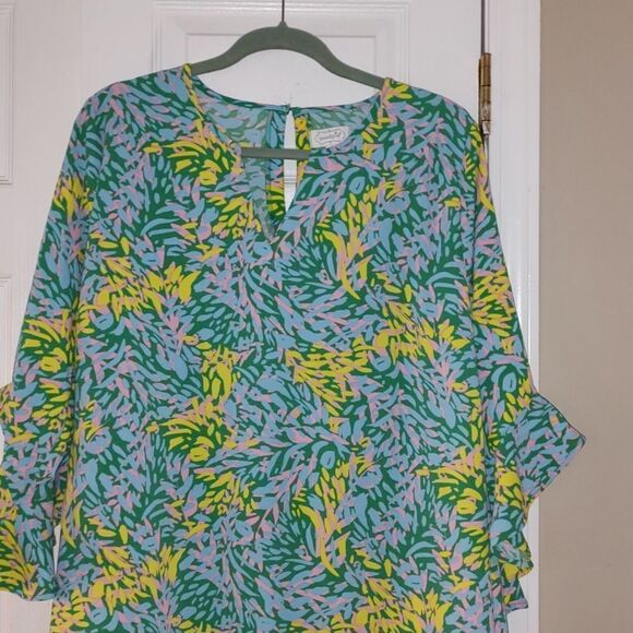 Mud Pie dress with angled bell sleeves Sz L - Picture 3 of 6